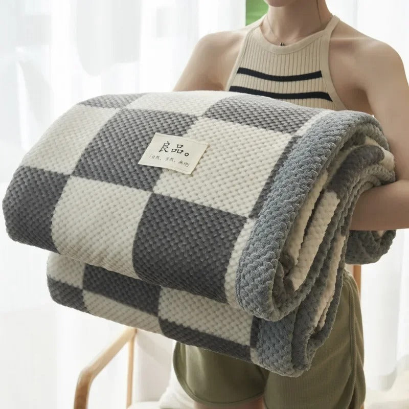 Soft Chenille Yarn Knit Comforter with Pillow Case– Handmade Knitted Crochet Blanket for Sofa, Bed, and Home