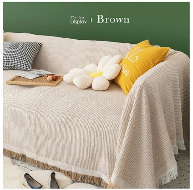 French Solid Sandhair Sofa Throw