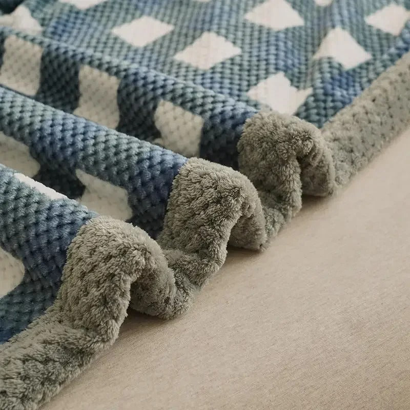 Soft Chenille Yarn Knit Comforter with Pillow Case– Handmade Knitted Crochet Blanket for Sofa, Bed, and Home